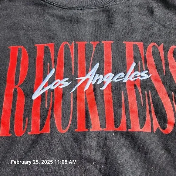 Young & Reckless Small Reckless Los Angeles Graphic Black Red White Sweatshirt - Picture 2 of 7